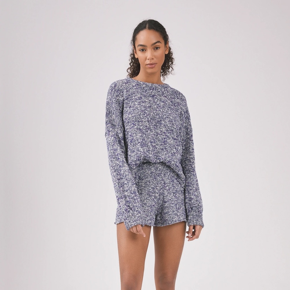 SOMETHING NAVY Poppy Crewneck Sweater Blue, size large, lightly worn